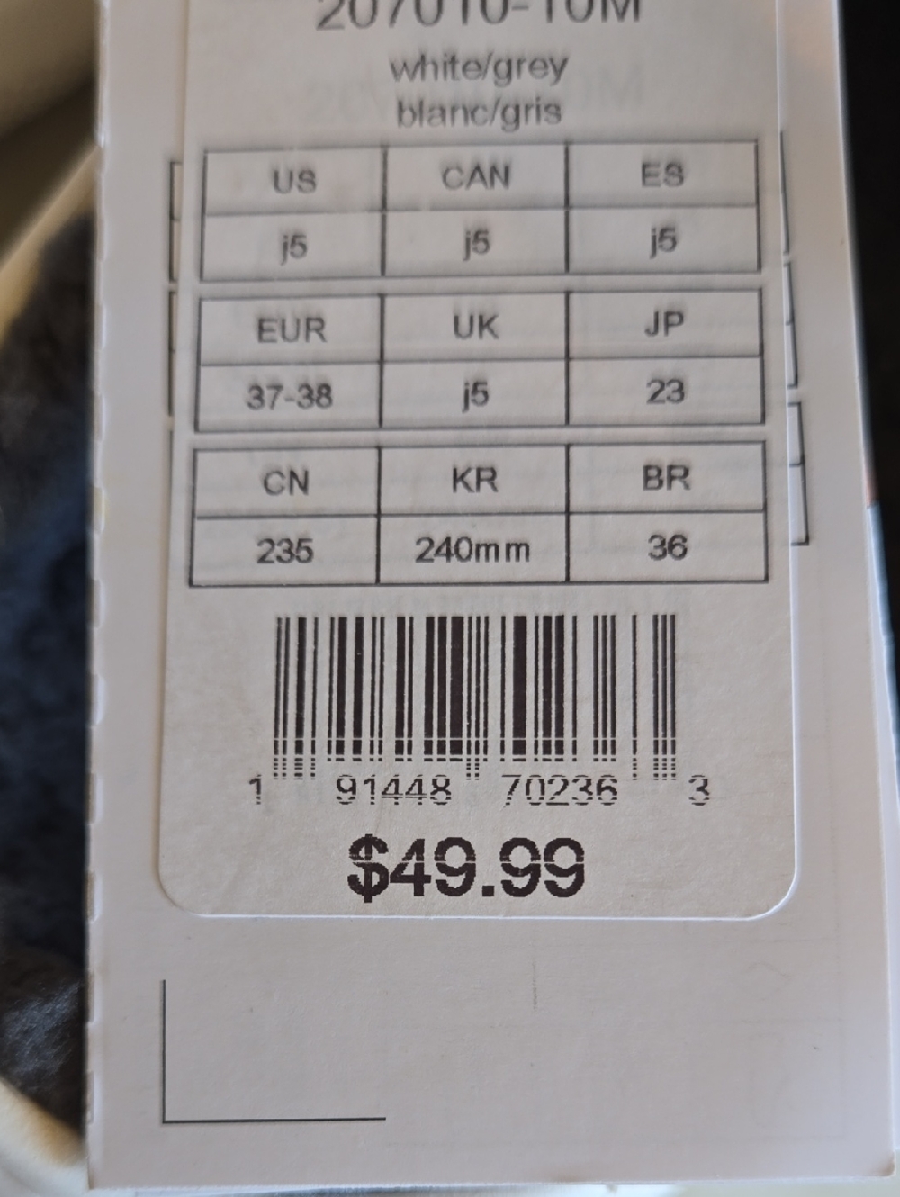 CROCS Kids Classic Lined Clog - White with Gray Lining Size J5 - Picture 7 of 7